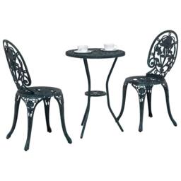 Berkfield Home 3-Piece Garden Bistro Set - Green Cast Aluminum - thumbnail 3