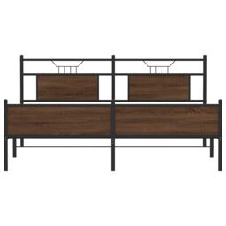 Berkfield Home Metal Bed Frame without Mattress Brown Oak 160x200 cm - thumbnail 6