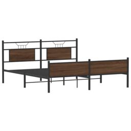 Berkfield Home Metal Bed Frame without Mattress Brown Oak 160x200 cm - thumbnail 5