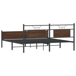 Berkfield Home Metal Bed Frame without Mattress Brown Oak 160x200 cm - thumbnail 8