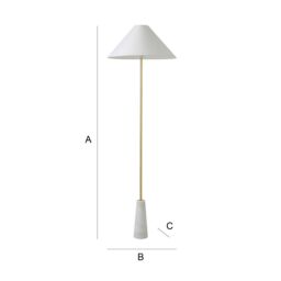 ValueLights Margot White Marble Base Floor Lamp With Tapered Linen Lampshade - thumbnail 7