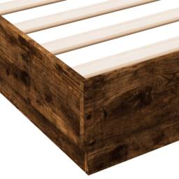 Berkfield Home Durable Bed Frame with LED without Mattress Smoked Oak 140x200 cm in Brown - thumbnail 9