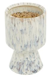 Orsina Modern Small Indoor Planter, Beige Planter, Contemporary Standalone, Flower, & Herb Planter, Round Planter in Silver - thumbnail 3