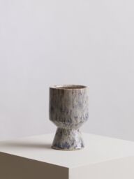 Orsina Modern Small Indoor Planter, Beige Planter, Contemporary Standalone, Flower, & Herb Planter, Round Planter in Silver - thumbnail 4