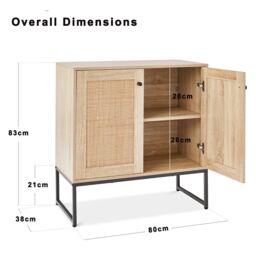 Gr8 Home Buffet Storage Cabinet Rattan Door Cupboard Living Room Wooden Kitchen Sideboard in Brown - thumbnail 3