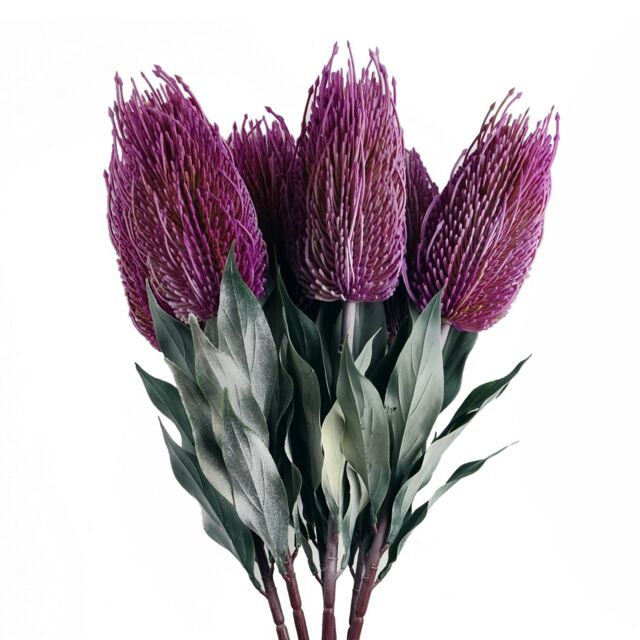 Pegdev Pack of 6 75cm Artificial Pink Banksia Stems for Floral Décor - image 1