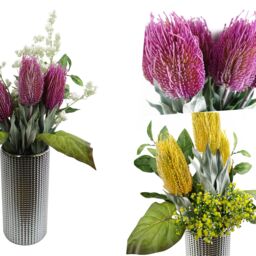 Pegdev Pack of 6 75cm Artificial Pink Banksia Stems for Floral Décor - thumbnail 4