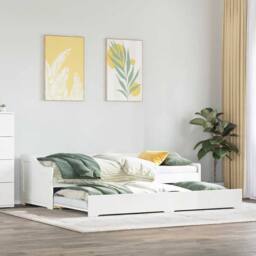 Berkfield Home Daybed with Trundle without Mattress IRUN White 90x200 cm - thumbnail 2