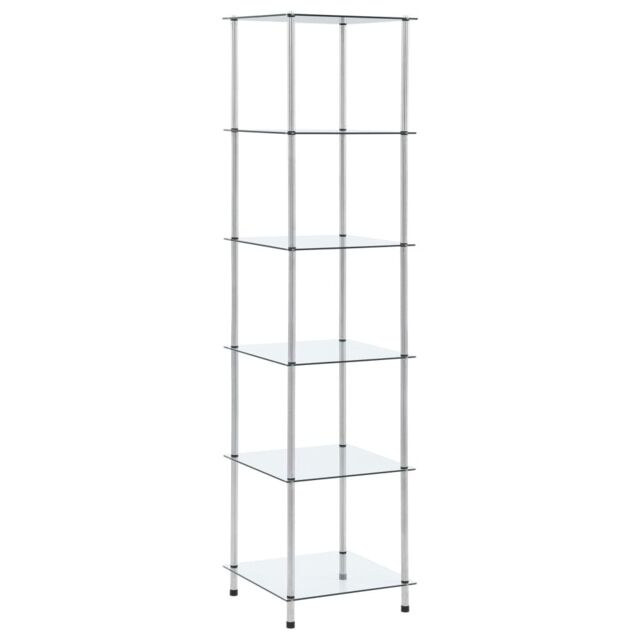 Berkfield Home 6-Tier Shelf Transparent 40x40x160 cm Tempered Glass in Clear - Size: 40 x 40 x 160 cm - image 1