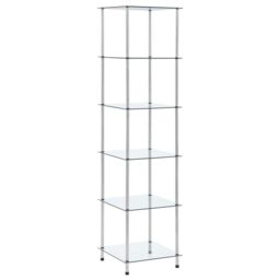Berkfield Home 6-Tier Shelf Transparent 40x40x160 cm Tempered Glass in Clear - Size: 40 x 40 x 160 cm