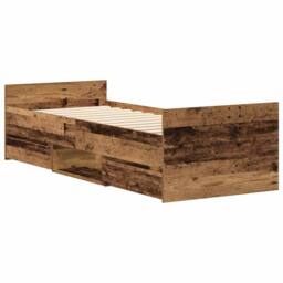 Berkfield Home Bed Frame without Mattress Old Wood 100x200cm Engineered Wood in Brown - Size: 100x200 cm - thumbnail 8