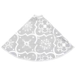 Berkfield Home Luxury Christmas Tree Skirt with Sock White 150 cm Fabric in Silver - thumbnail 5
