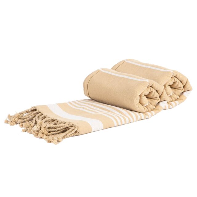 Nicola Spring 100% Cotton Bath Towel Turkish Style Hamman Blanket Bath Sheet - 160 x 90cm (x2) in Natural