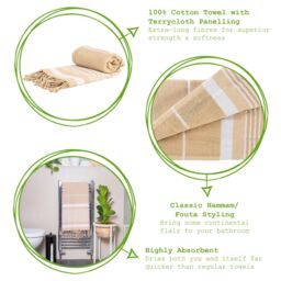Nicola Spring 100% Cotton Bath Towel Turkish Style Hamman Blanket Bath Sheet - 160 x 90cm (x2) in Natural - thumbnail 2