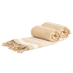 Nicola Spring 100% Cotton Bath Towel Turkish Style Hamman Blanket Bath Sheet - 160 x 90cm (x2) in Natural - thumbnail 1