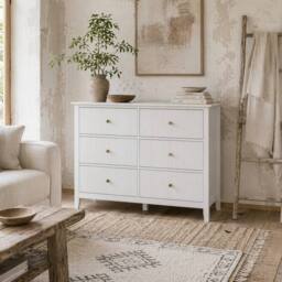 Wyld Haus Lezi 6 Drawer White Fluted Storage Dresser - thumbnail 1