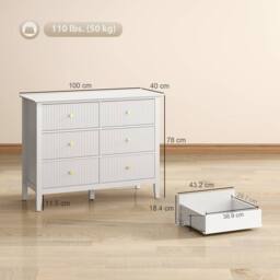 Wyld Haus Lezi 6 Drawer White Fluted Storage Dresser - thumbnail 3