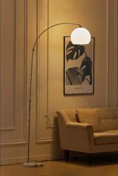 Living and Home Modern Arched Floor Lamp with Marble Base Adjustable Height 145-220CM