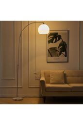 Living and Home Modern Arched Floor Lamp with Marble Base Adjustable Height 145-220CM - thumbnail 3