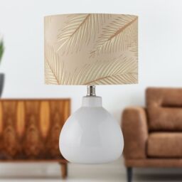 First Choice Lighting Set of 2 Tuscan - White Ceramic Lamps with Tropical Champagne Shade - thumbnail 6
