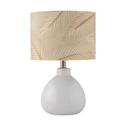First Choice Lighting Set of 2 Tuscan - White Ceramic Lamps with Tropical Champagne Shade - thumbnail 2