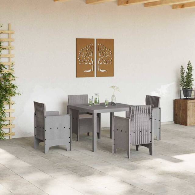 Berkfield Home Modern 5 Piece Garden Dining Set with Cushions Light Grey Poly Rattan - image 1