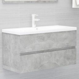Berkfield Home Sink Cabinet with Built-in Basin Concrete Grey Engineered Wood - thumbnail 1
