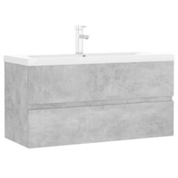 Berkfield Home Sink Cabinet with Built-in Basin Concrete Grey Engineered Wood - thumbnail 2
