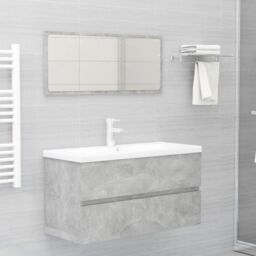 Berkfield Home Sink Cabinet with Built-in Basin Concrete Grey Engineered Wood - thumbnail 3