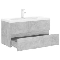 Berkfield Home Sink Cabinet with Built-in Basin Concrete Grey Engineered Wood - thumbnail 6