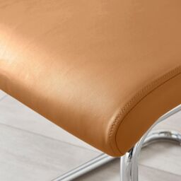 FurnitureboxUK Lorenzo 2x Tan Faux Leather Silver Leg Dining Chair - thumbnail 3