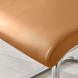 FurnitureboxUK Lorenzo 2x Tan Faux Leather Silver Leg Dining Chair - thumbnail 7