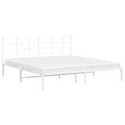 Berkfield Home Metal Bed Frame without Mattress with Headboard White 180x200cm - Size: Super King - thumbnail 4
