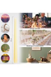 Deco Express Candles Set Classic Dripless Tapered Metallic Unscented 8 Hours Décor in Ivory - Size: 15 Pack - thumbnail 4
