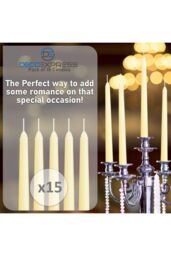 Deco Express Candles Set Classic Dripless Tapered Metallic Unscented 8 Hours Décor in Ivory - Size: 15 Pack - thumbnail 5
