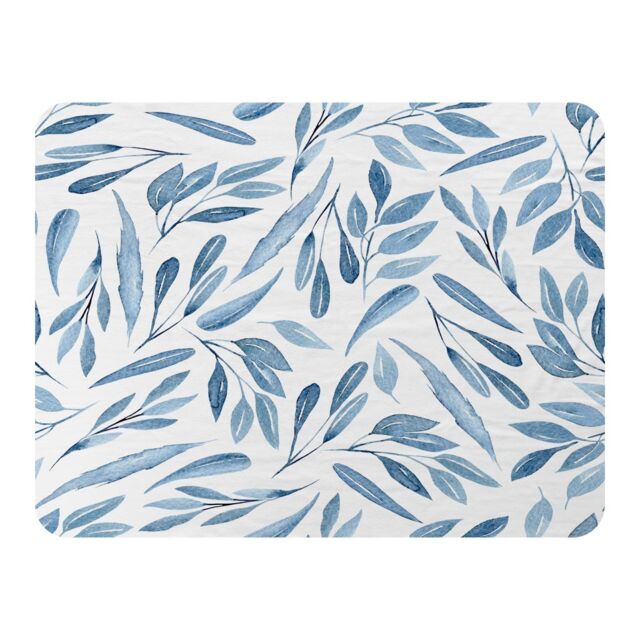 Benjamin Tate Design Watercolour Blue Branches With Leaves Blanket in Natural - Size: 120 cm x 150 cm - image 1