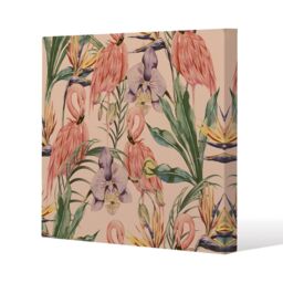 Benjamin Tate Design Tropical Flamingo (Canvas Print) / 90 x 90 x 4cm in Natural - Size: 90 x 90 x 4 cm - thumbnail 1