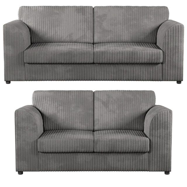 Furniture 786 Jumbo Cord Full Back 3+2 Seater Sofa Set in Grey - image 1