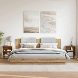 Berkfield Home Bedside Cabinets 2 pcs Artisan Oak 40x30x50 cm Engineered Wood in Brown - Size: 40 x 30 x 50 cm - thumbnail 3
