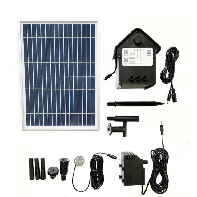 Primrose 800LPH Solar Powered Water Pump Kit with Lights in Black - image 1