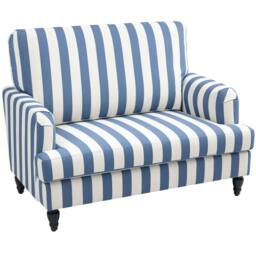 Wyld Haus Yosefi Blue & White Velvet Feel Cuddle Chair Stripe Design - thumbnail 2