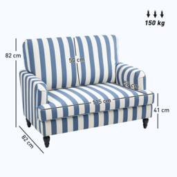Wyld Haus Yosefi Blue & White Velvet Feel Cuddle Chair Stripe Design - thumbnail 3