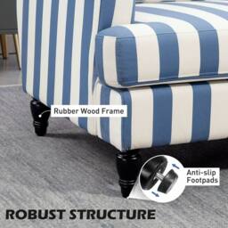 Wyld Haus Yosefi Blue & White Velvet Feel Cuddle Chair Stripe Design - thumbnail 4