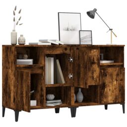 Berkfield Home Sideboards 2 pcs Smoked Oak 60x35x70 cm Engineered Wood in Brown - Size: 60 x 35 x 70 cm - thumbnail 4