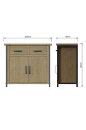 FWStyle Lowry Solid Pine 2 Drawer 2 Door Sideboard (H) 90 (W) 100 (D) 45cm in Brown - thumbnail 5