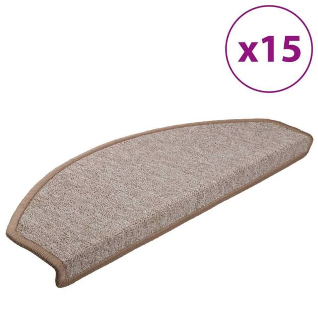 Berkfield Home Carpet Stair Treads 15 pcs Light Brown 65x24x4 cm - Size: Medium - image 1