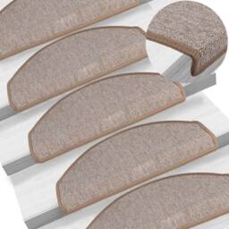 Berkfield Home Carpet Stair Treads 15 pcs Light Brown 65x24x4 cm - Size: Medium - thumbnail 2
