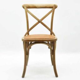 Minster French Cross Back Dining Chair - Wood - L46 x W49 x H88 cm - Natural in Brown - Size: 1 Pack