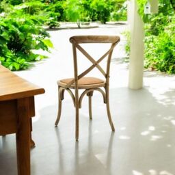 Minster French Cross Back Dining Chair - Wood - L46 x W49 x H88 cm - Natural in Brown - Size: 1 Pack - thumbnail 4