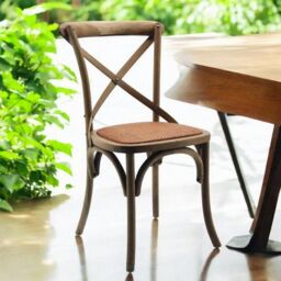 Minster French Cross Back Dining Chair - Wood - L46 x W49 x H88 cm - Natural in Brown - Size: 1 Pack - thumbnail 5